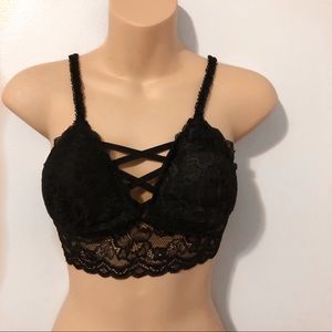 Maurices - black lace cross cross bralette